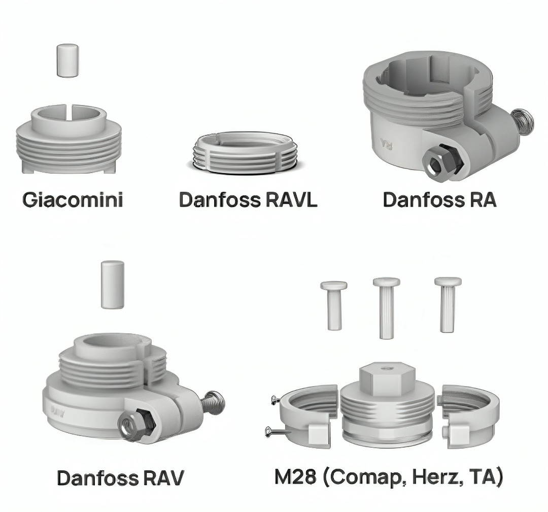 Kit de Adaptadores para Válvulas Termostáticas Milesight TRA3015 | M30 x 1.5 mm (Compatible WT101)
