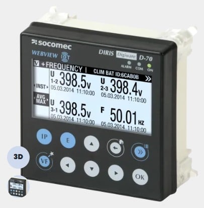 DIRIS D70v2 - Display multipunto - Master MODBUS + Pasarela RS/ETH  + WEBVIEW: Power & Energy Monitoring