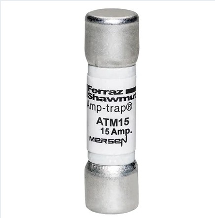 Fusible Midget 10x38mm - rápido 600VAC 600VDC 15A Ferrule Amp-Trap, marca Mersen (Ferraz)