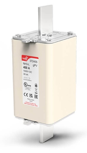 Fusible NH3L gPV 315A 1500 VDC, marca DF Electric