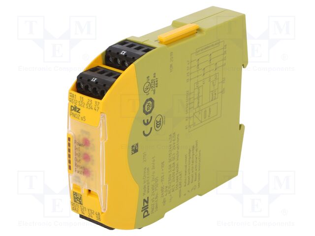 Relé de seguridad PNOZ s5 24 VDC, 2 NA + 2 NA temporizados, PNOZsigma
