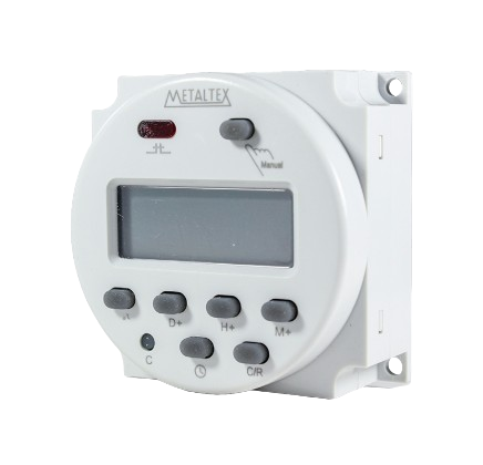 Programador Horario Digital Diario y Semanal 24V AC/DC 16A Metaltex TM-P24
