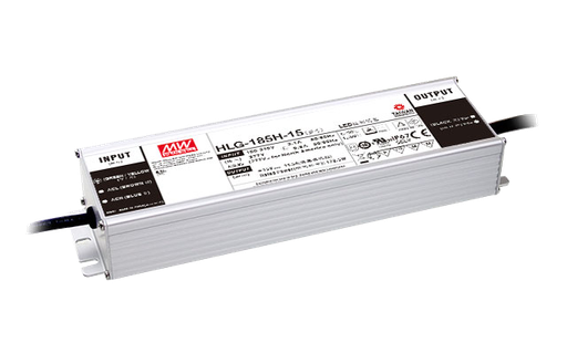 Driver LED carcasa metálica voltaje 185W 12V HLG-185H-12B Sin Caja