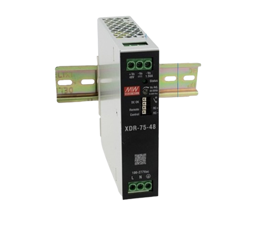 Fuente de riel DIN MEAN WELL XDR-75 de 75W