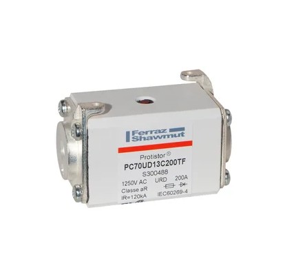 Fusible Mersen 200 AMP, 1250 VAC, 120 KA, SIZE 70, BOLTED MOUNTING