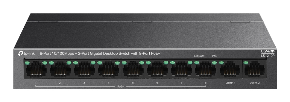 TP-Link LS1210P switch No administrado L2 Gigabit Ethernet (10/100/1000) Energía sobre Ethernet (PoE) Escritorio Negro