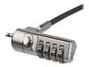 StarTech.com Cable de 2m con Candado de Seguridad de Combinación - con 4 Dígitos - Cable Antirrobo para K-Slot de Seguridad para Ordenadores Portátiles o Monitores - Cable de Acero Recubierto de Vinilo