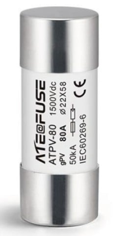 Fusible 22x58mm 1500VDC marca AITE Fuse