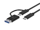Xtech Cable - Xtech 2-in-1 USB-Cm to USB-C USB-A 2.0 m cable