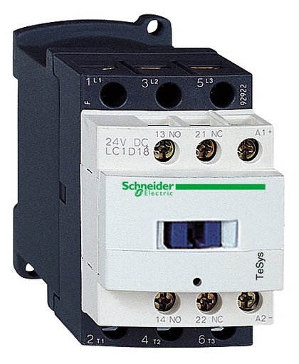 Contactor de Potencia 3 polos 18A 690V bobina 230 VAC conexión tornillo Schneider Electric LC1D18P7