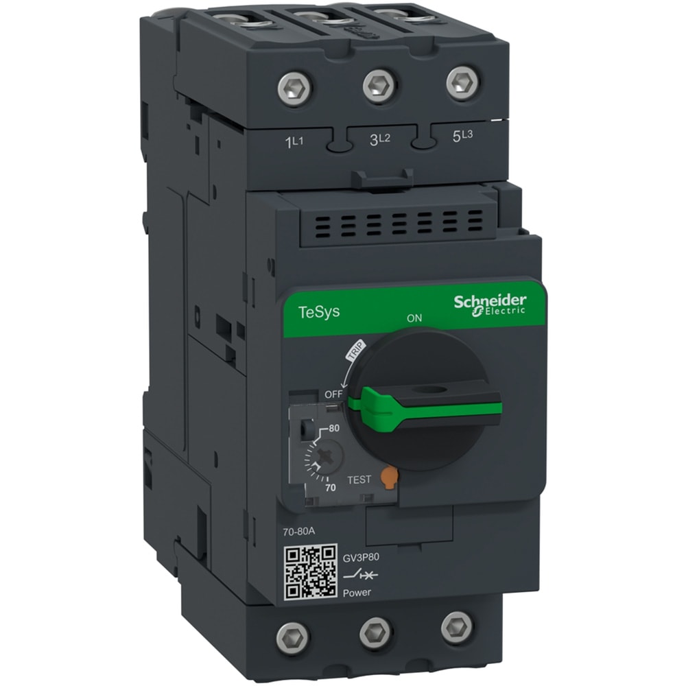 Disyuntor de Protección de Motor TeSys Deca 3 polos 70-80 A Térmico Magnético Schneider Electric GV3P80