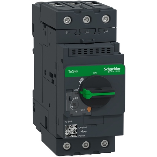 Disyuntor de Protección de Motor TeSys Deca 3 polos 70-80 A Térmico Magnético Schneider Electric GV3P80