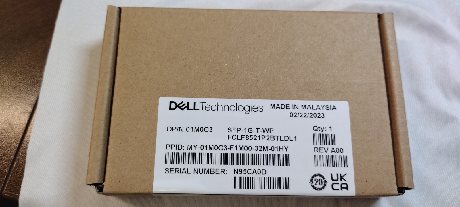 Transceptor 1000BASE-T SFP Cobre RJ45 Dell SFP-1G-T-WP