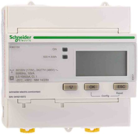 Medidor de Energía iEM3000 63A Clase 1 RS-485 Schneider Electric A9MEM3150