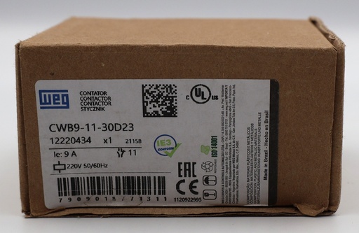 Contactor de Potencia 9A 220V 50/60Hz WEG CWB9-11-30D23 12220434