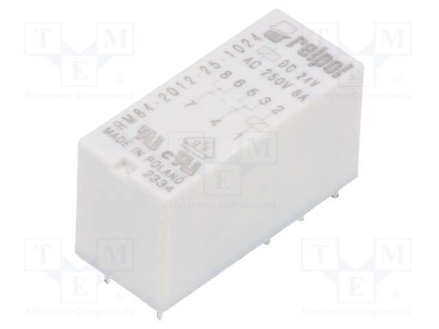 Relé de Potencia/Señal DPDT Momentáneo 12VDC Relpol RM84-2012-25-1024