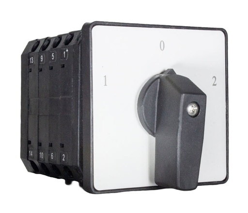 Conmutadora 1-0-2 Tretapolar 100A para panel negra