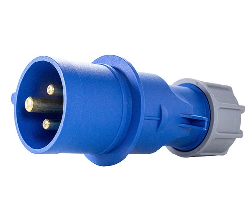Enchufe Industrial Volante Macho 16A 2P+T 6H Azul / IP44