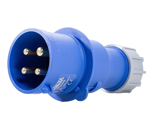Enchufe Industrial Volante Macho 32A 3P+T 9H Azul