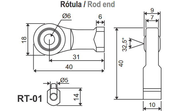 Acoplamiento tipo Rod end para instalación en reglas potenciométricas RTC