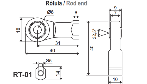 Acoplamiento tipo Rod end para instalación en reglas potenciométricas RTC